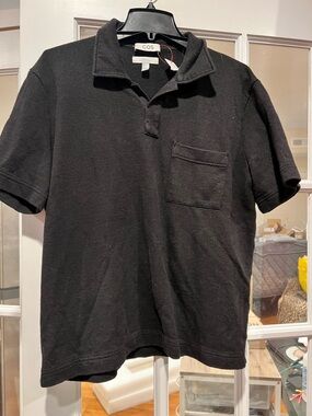 COS Black Short-Sleeve Polo with Chest Pocket